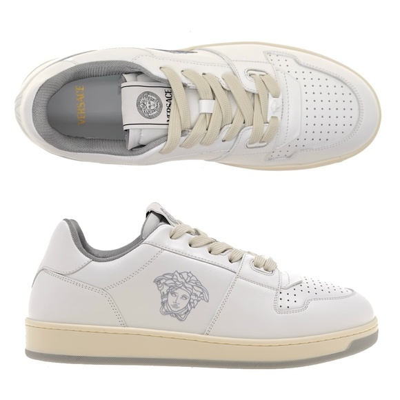 Versace Medusa Men Sneakers White Leather Size 42 / 9 US New - Picture 1 of 8